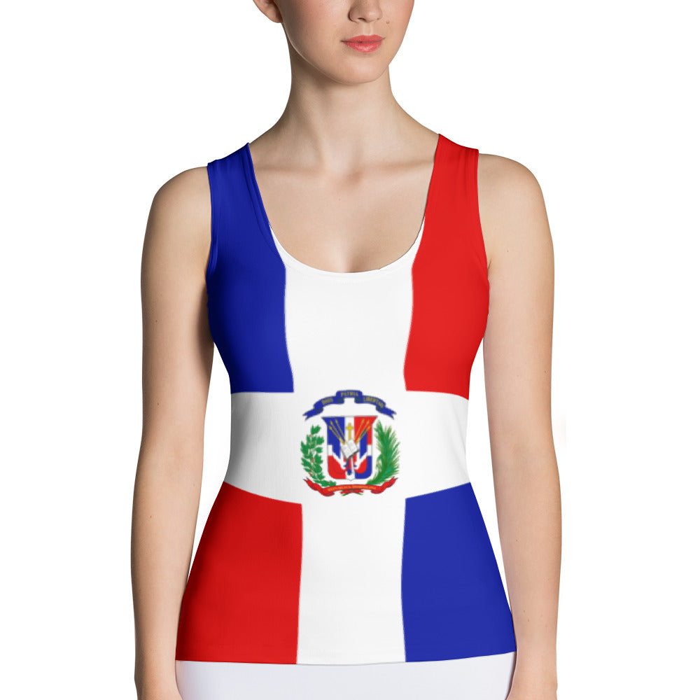 Dominican Republic Flag - Women's Fitted Tank Top - Properttees