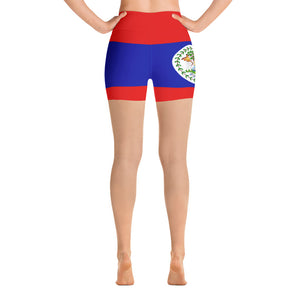 Belize Flag - Yoga Shorts - Properttees
