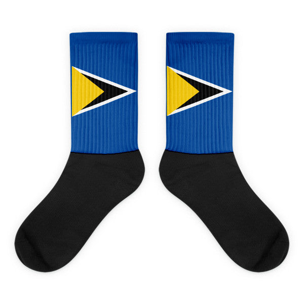 St. Lucia Flag - Black foot socks - Properttees