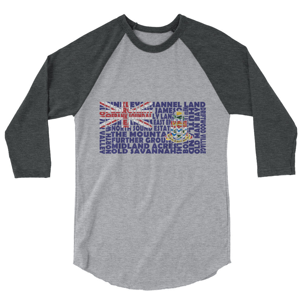 Cayman Islands Stencil - 3/4 sleeve unisex shirt