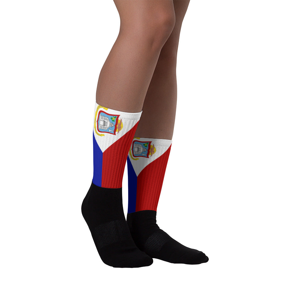 Sint Maarten Flag - Black foot socks