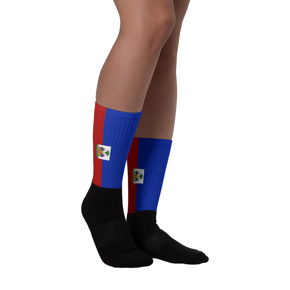 Haiti Flag - Black foot socks