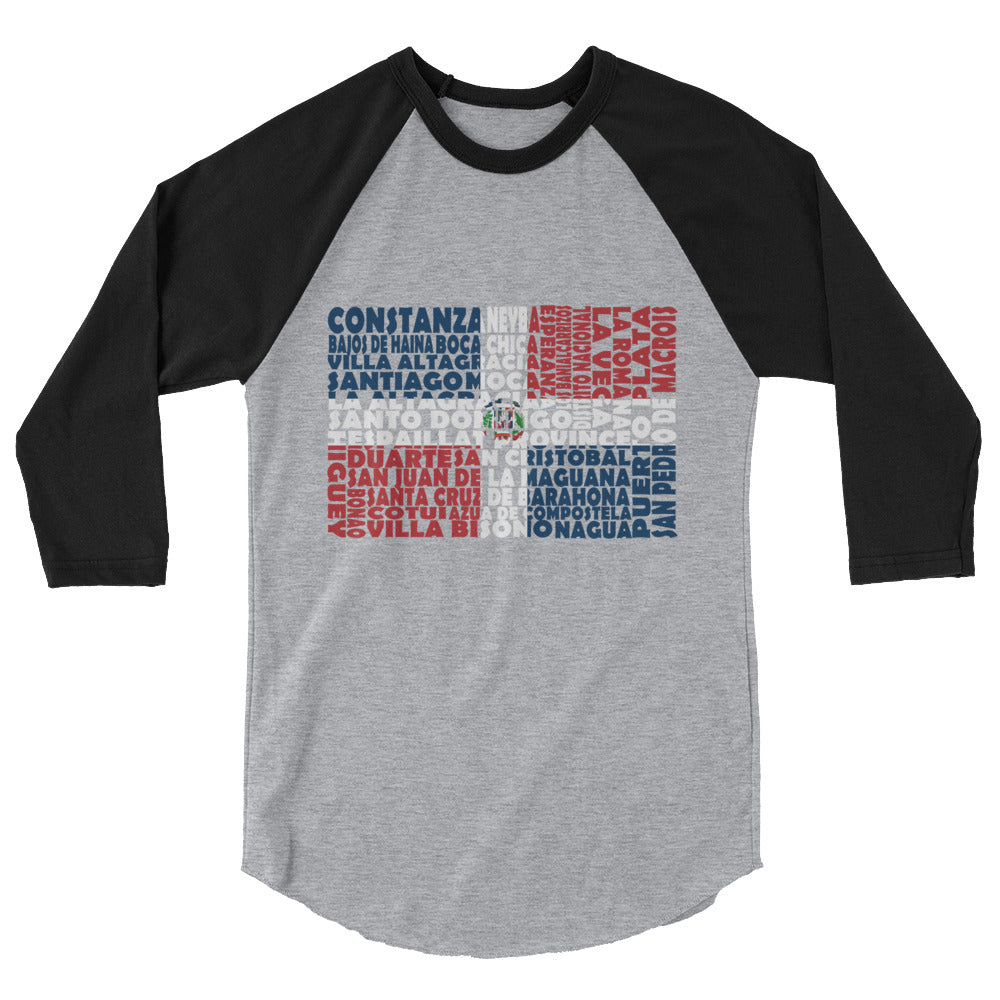 Dominican Republic Stencil - 3/4 sleeve unisex shirt