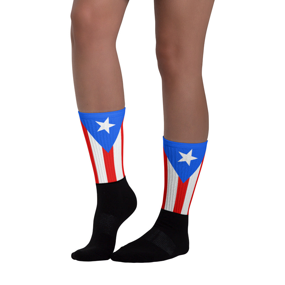 Puerto Rico Flag - Black foot socks