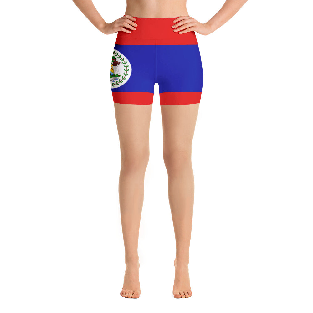 Belize Flag - Yoga Shorts - Properttees