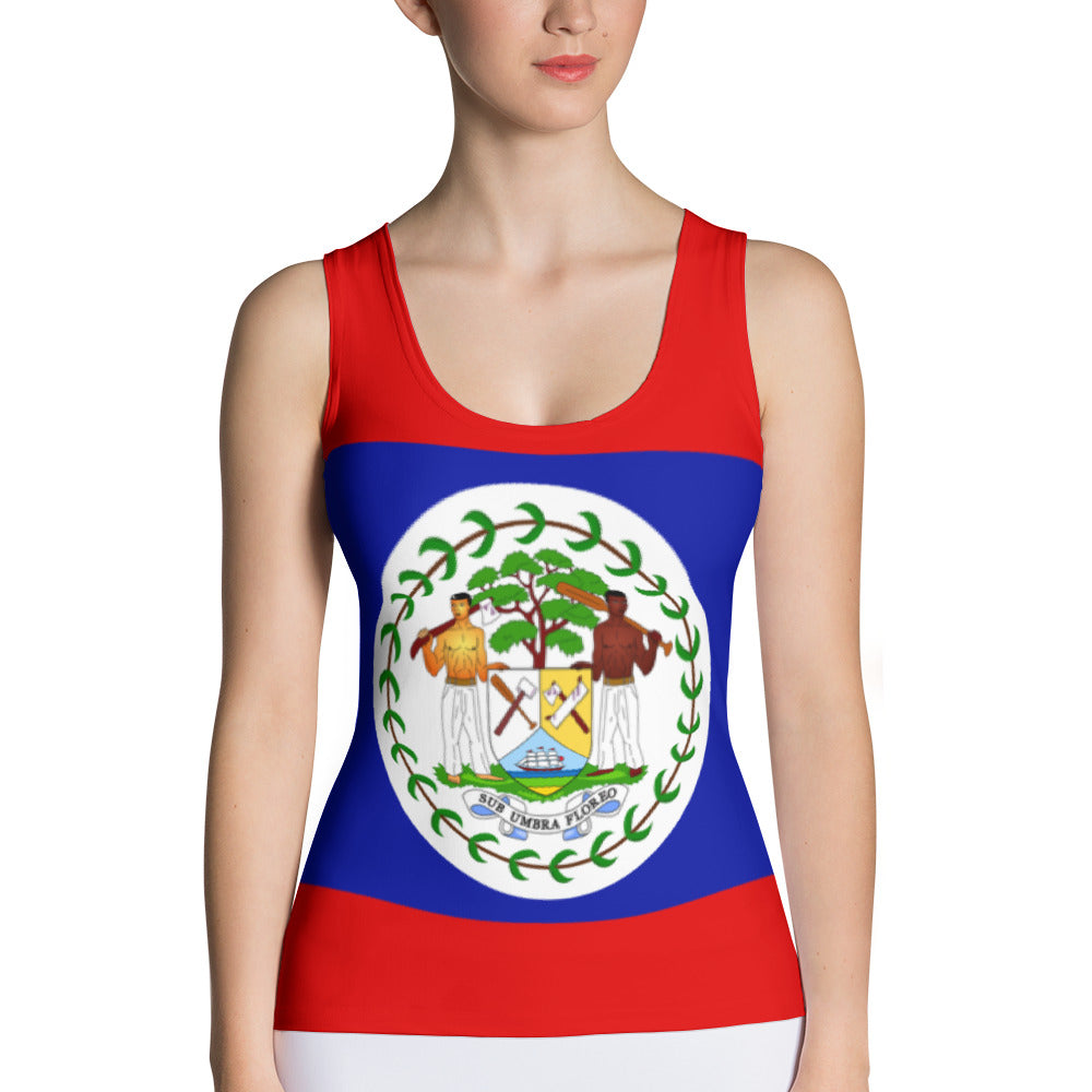 Belize Flag - Women's Fitted Tank Top - Properttees