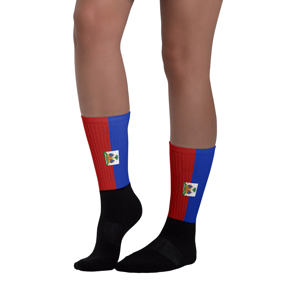 Haiti Flag - Black foot socks