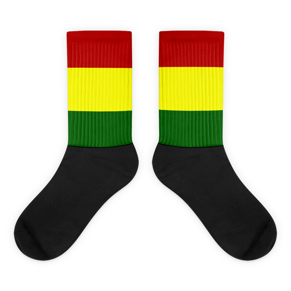 Ites, Gold and Green - Black foot socks
