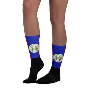 Belize Flag - Black foot socks - Properttees